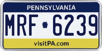 PA license plate MRF6239