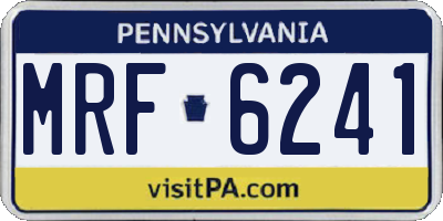 PA license plate MRF6241