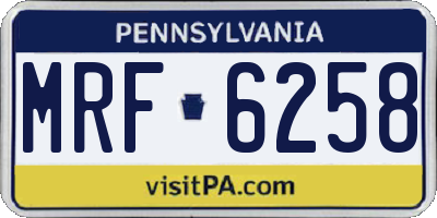 PA license plate MRF6258