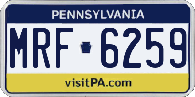 PA license plate MRF6259