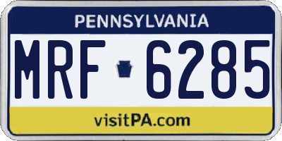 PA license plate MRF6285