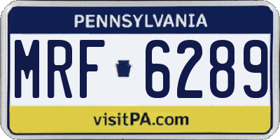 PA license plate MRF6289