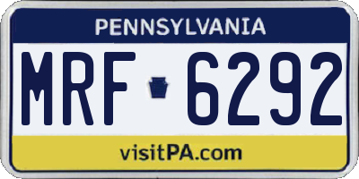 PA license plate MRF6292