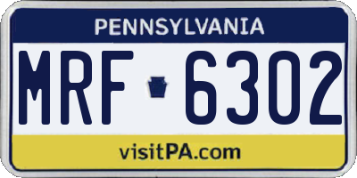 PA license plate MRF6302