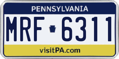 PA license plate MRF6311