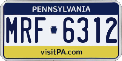 PA license plate MRF6312