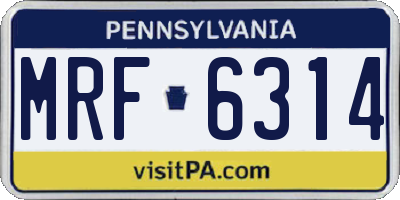 PA license plate MRF6314