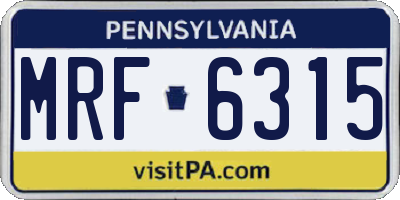 PA license plate MRF6315