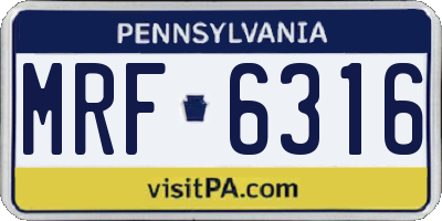 PA license plate MRF6316