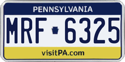 PA license plate MRF6325