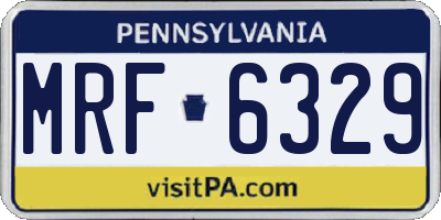 PA license plate MRF6329