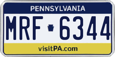 PA license plate MRF6344