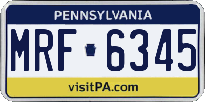 PA license plate MRF6345