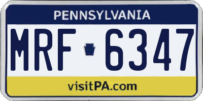 PA license plate MRF6347