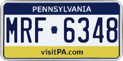 PA license plate MRF6348