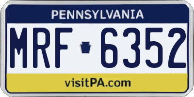 PA license plate MRF6352