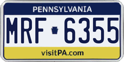 PA license plate MRF6355
