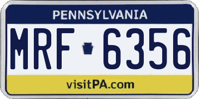 PA license plate MRF6356