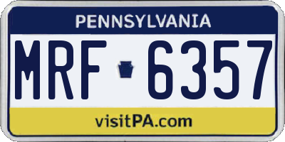 PA license plate MRF6357