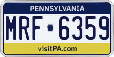 PA license plate MRF6359