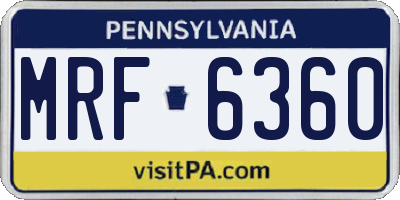 PA license plate MRF6360