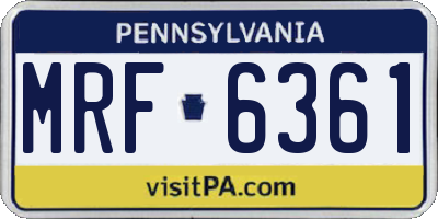 PA license plate MRF6361