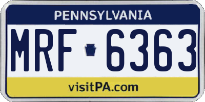PA license plate MRF6363