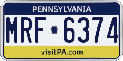 PA license plate MRF6374