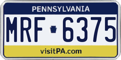 PA license plate MRF6375