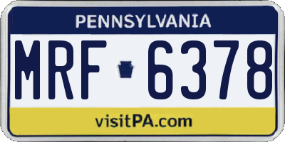 PA license plate MRF6378
