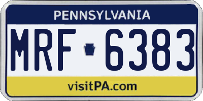PA license plate MRF6383