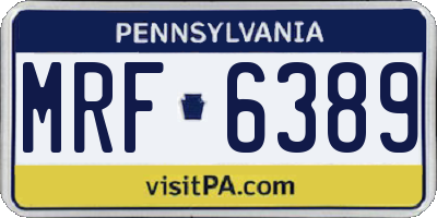 PA license plate MRF6389