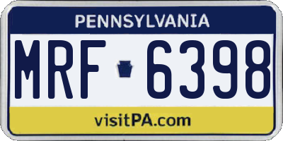 PA license plate MRF6398