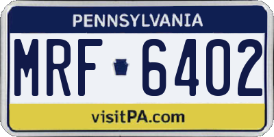 PA license plate MRF6402