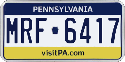 PA license plate MRF6417