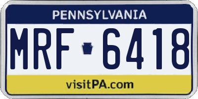 PA license plate MRF6418
