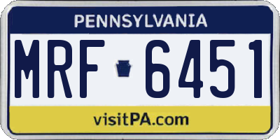 PA license plate MRF6451