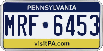 PA license plate MRF6453