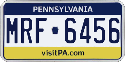 PA license plate MRF6456