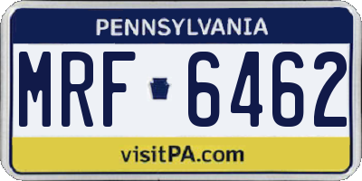 PA license plate MRF6462