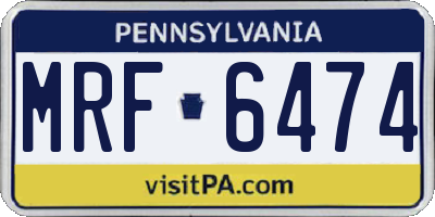 PA license plate MRF6474