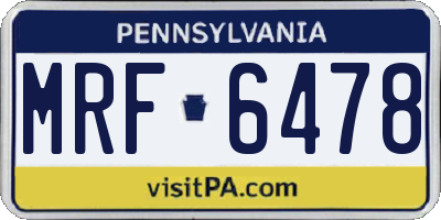 PA license plate MRF6478
