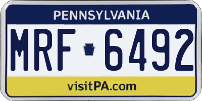 PA license plate MRF6492