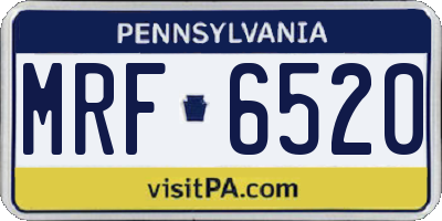 PA license plate MRF6520