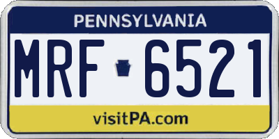 PA license plate MRF6521