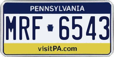 PA license plate MRF6543