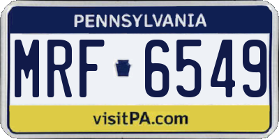PA license plate MRF6549