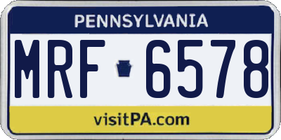 PA license plate MRF6578
