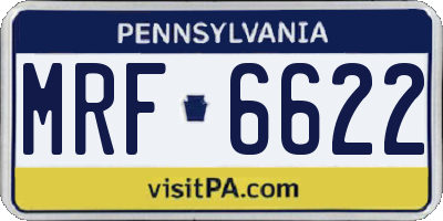 PA license plate MRF6622