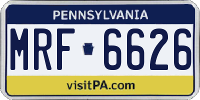 PA license plate MRF6626